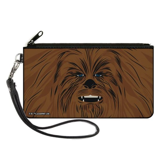 Star Wars Wallet, Zip Clutch, Star Wars Chewbacca Face Full Color Brown, :[ - Picture 1 of 2